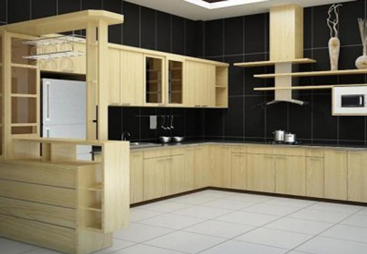Tủ bếp gỗ sồi hình chữ U S06